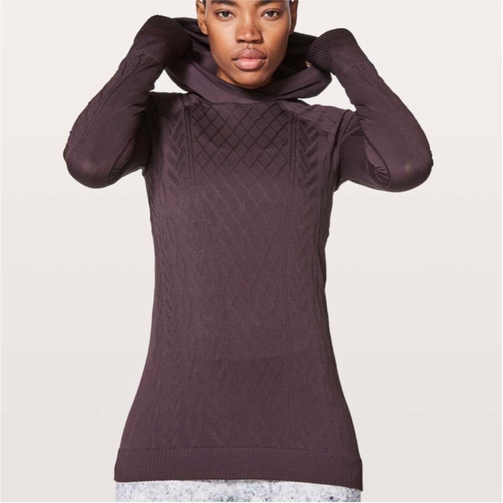 Lululemon Rest Less Hoodie Black Cherry Pullover Long Sleeve Top-Women size 6